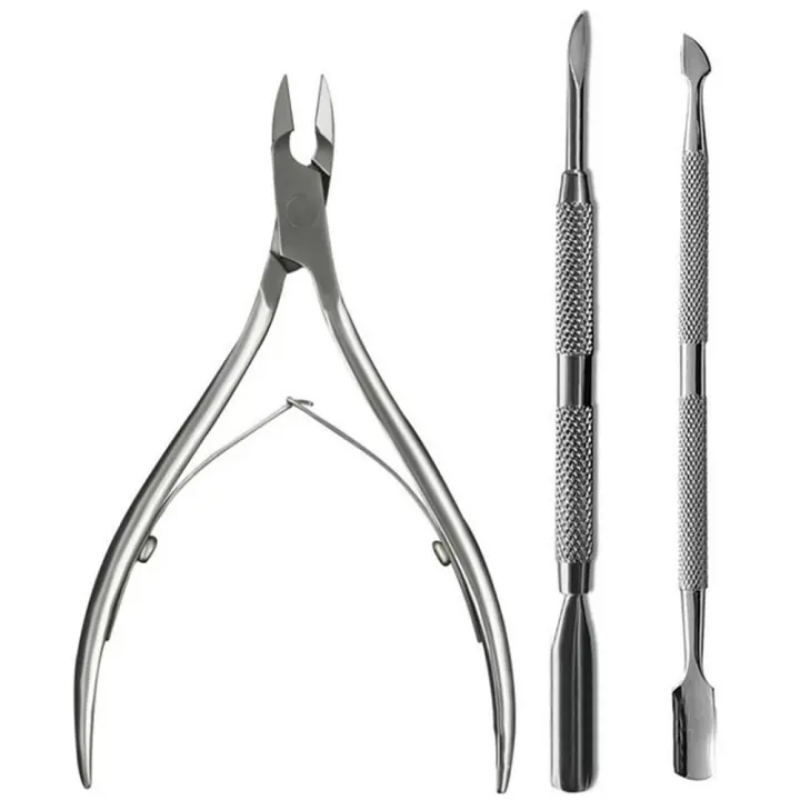 Juego de Herramientas de Manicura y Pedicura con 3 Piezas: Cortador de Uñas de Acero Inoxidable 2 Formas Corte de Cutícula Removedor de piel Muerta - 1