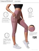 Pantalones cortos deportivos de Yoga para mujer, pantalones cortos para Fitness, cintura alta, levantamiento de cadera, correr, Yoga, bolsillos laterales, medias, ropa deportiva de secado rápido para gimnasio - details 3
