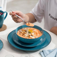 Vajilla de Cerámica para Cena Vancasso Navia con Plato de Cena Plato de Postre y Bol de 800ml Juego para 4 Personas Diseño Redondo Material Stoneware Producto Especialmente Diseñado para Pasta Adecuado para Todas las Estaciones - details 5