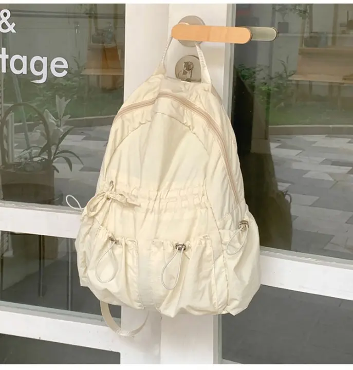 pliegues, cordón, arte, ocio, viajes, mochila, mochila, tela de poliéster, Corea, fresco y dulce - 1
