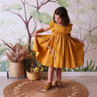 2024 Vestido de Princesa para Niñas Verano Nueva Moda Manga Voladora Algodón y Lino Ropa para Bebés de 0-3 Años - details 6
