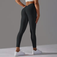 Pantalones de yoga con espalda en V para mujer, leggings sexys para entrenamiento Fiess, gimnasio, correr, cintura alta - details 5
