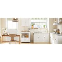 Carrito de Cocina con 2 cajones y 2 estantes, con Tablero Grande, Madera de ingeniería, Blanco, L98 x P58 x H94cm,ES - details 29