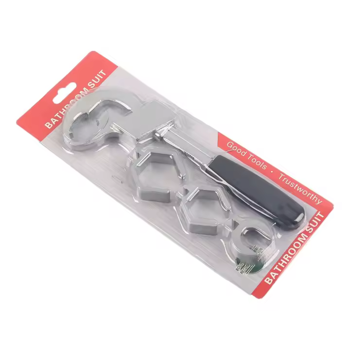 Llave para grifo ajustable 4 en 1 con 3 ranuras para tarjetas Llave universal autoajustable de doble punta Apertura grande de 80 mm - 1