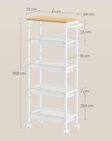 Carro de 4 Niveles, Carro Estrecho de Cocina con Ruedas, con Asa, para Espacio Reducido, 22 x 45,4 x 77 cm, para Cocina, Baño, Salón, Estudio, Marrón Rústico y Negro LRC033B01 - details 37