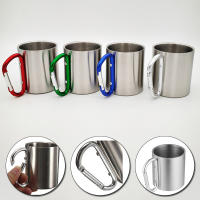 Taza portátil de acero inoxidable para acampar, taza con asa, mosquetón, escalada, mochilero, senderismo, 220Ml - details 0