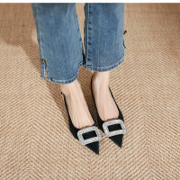 Zapatos de tacón de aguja con diamantes de imitación de metal francés de nuevo estilo para mujer - details 17