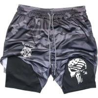 Pantalones cortos deportivos con estampado de anime de doble capa para hombre, multiprenda, secado rápido, correr, M-3xl - details 11