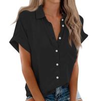 Blusa lisa de manga corta para mujer, camisa informal de un solo pecho, de moda - details 10