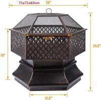 Parrilla de Jardín Hexagonal Exterior 30'' con Lámina de Acero a Prueba de Fuego para Carbón y Brasero Tipo de Fuente de BBQ: Carbón Estilo de Acabado Electroestático - details 2