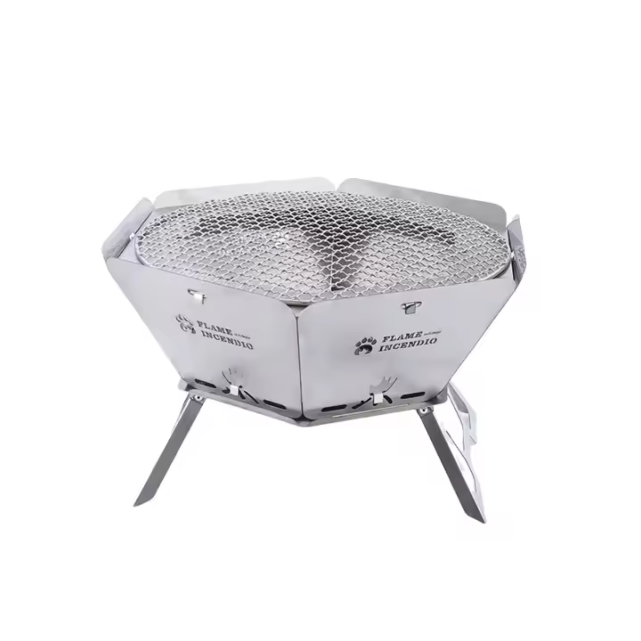 barbacoa plegable Camping  al aire libre Hexagonal carbon portatil - 1