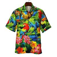 Camisa hawaiana de manga corta con estampado 3D de loro de verano para hombre y mujer, ropa para hombre - details 9