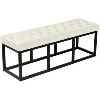 Banqueta En Estilo Velvet con Base Metálica Cuadrada I Banco Decorativo, Color:Verde Claro, Tamaño:150 cm - details 44
