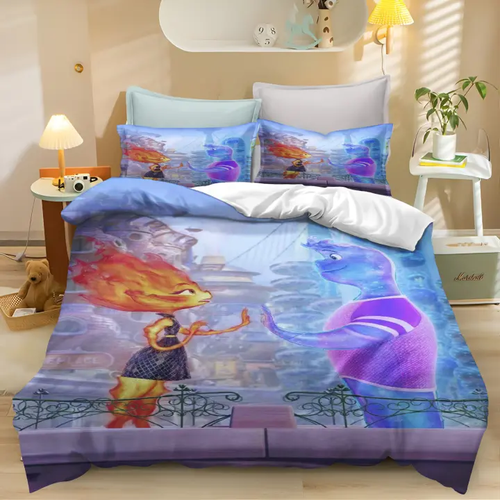 Juego de cama de 3 piezas con estampado de Crazy Element City, funda nórdica, conjunto de cama de colchón periférico, marca compartida - 1
