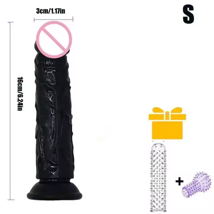 Consoladores negros suaves con ventosa para adultos, pene, Juguetes sexuales realistas, Consolador Anal, pene, Consolador - 1