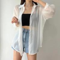 Blusas de Verano para Mujer Sencillas, Suaves, Resistentes al Sol, Moda Coreana Básica con Todo - details 16