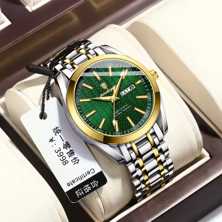 Reloj de hombre de marca suiza nuevo reloj de cuarzo con calendario dual luminoso impermeable - 1
