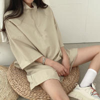 Conjunto de dos piezas de pantalones cortos de manga corta con cremallera y cuello alto para mujer 2025 nuevo conjunto de ropa deportiva casual de moda de verano. - details 34
