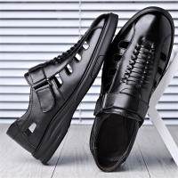 Sandalias de verano para hombre, nuevas, huecas, para playa, de piel suave y transpirable, con velcro. - details 2