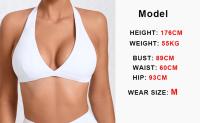 Sujetador deportivo con cuello en V para mujer, ropa interior sexy, top con espalda descubierta y cuello halter para fitness, ropa de yoga, sujetador activo para gimnasio con copas, color blanco - details 2