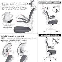 Silla de Oficina Ergonómica TLV-AM-HOC919, de Escritorio, Giratoria, Ruedas, vista general.