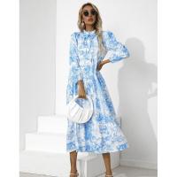 Vestidos elegantes y bonitos estampados para mujer, vestido suelto de manga larga con cuello redondo, nueva promoción - details 7
