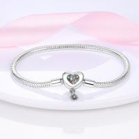 Pulsera de plata de ley 925 con forma de corazón y mariposa para mujer, brazalete de cadena de seguridad, compatible con abalorios originales, joyería - details 26
