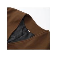 Chaqueta de lana corta Elegante para mujer con cuello redondo Abrigo holgado con manga larga y abertura de manga corta Moda de calle alta 2024 - details 21