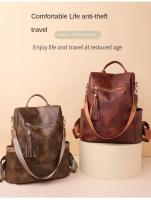 Mochila antirobo para Viajes de Ocio de Mujeres, mochila de viaje de Cuero Blanda Pu de Mujeres, Bolsa simple de gran capacidad - details 2