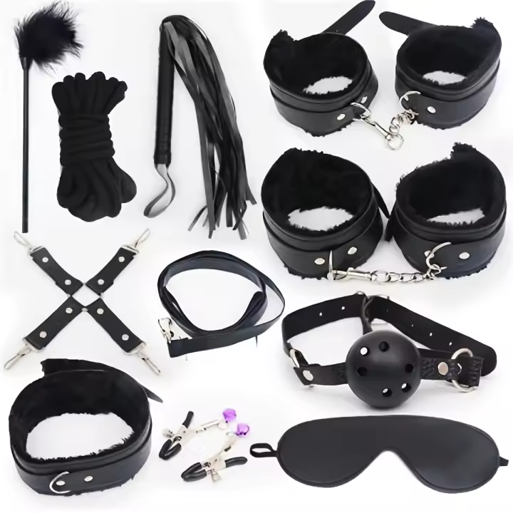 Juego de Peluche para Adultos Bondage BDSM, 10 Piezas, Juguetes Sexuales - 1