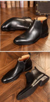Cabeza cuadrada Chelsea Boots Zapatos de cuero con cremallera lateral de cuero para hombres Botas cortas con plataforma - details 7
