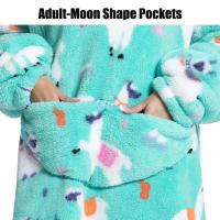 Manta de gran tamaño con capucha para adultos, conjunto de ropa de invierno de lana para la familia, dinosaurio, tiburón, Tigre, gris y rosa - details 7
