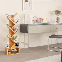 Estantería de árbol, Librería Alta de 6 Niveles Estantería Estrecha de madera con cajones para Sala de Estar, Dormitorio 38×19×112CM Marrón Rústico - details 24