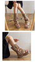 Botas extraíbles de dos usos, botas altas de mujer con punta cuadrada francesa, hebilla de cinturón, pantalones, botas delgadas retro, botas largas y frescas. - details 2