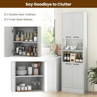 Aparador de Cocina con 2 Armarios con Puertas y Estantes Abiertos, Armario Alto de 6 Niveles con Dispositivo Antivuelco, Mueble de Almacenamiento para Salón, 56 x 30 x 190 cm (Blanco) - details 19