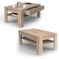 Mesa de centro, mesa central, mesa de sofá, madera ecológica, diseño moderno, estilo nórdico, medidas: 92,2 x 65 cm - details 13