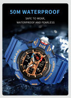 Reloj militar para hombre, resistente al agua, con manecillas luminosas, digital, pulsera de goma, deportivo, 50M, 8043 - details 3