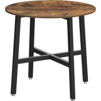 Mesa de Comedor Redonda Industrial 80x75cm Estilo Rústico Marrón Para Sala de Estar, Oficina - details 0