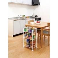 Servicio de cocina, almacenamiento, 2 estantes, 1 cesta de almacenamiento, con ruedas, cocina, sala de estar - Kitchen Wagon CW-005 - Marrón - details 25