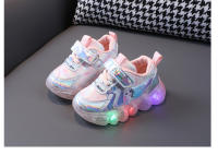 Iluminación niñas zapatillas de deporte de cuero antideslizante suela suave pequeña niña de dibujos animados princesa zapatos de suela suave antideslizante niño zapatos de bebé - details 12
