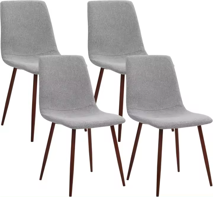Juego de 4, Estilo Nórdico Vintage de Cuero Sintético con Patas de Metal, Sillas de Comedor para la Cocina, Sillones para el Salón, Color Marrón - 1