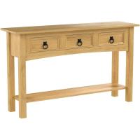 Mesa consola de pino macizo encerado con estante de madera de pino - details 4