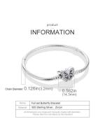 Pulsera de plata de ley 925 con forma de corazón y mariposa para mujer, brazalete de cadena de seguridad, compatible con abalorios originales, joyería - details 41