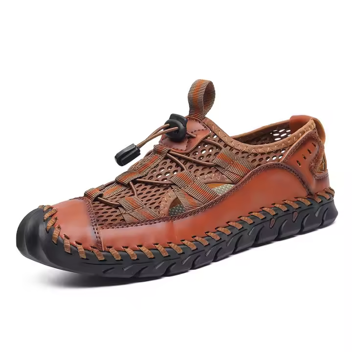 Gran oferta de sandalias de verano para hombre, sandalias de playa antideslizantes para exteriores para hombre, zapatos de cuero genuino hechos a mano para hombre, zapatillas deportivas de moda para hombre - 1