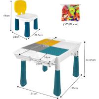 niños, Mesa de Manualidades con 2 sillas y 163 Bloques de construcción, Multifuncional para habitación Infantil - details 1