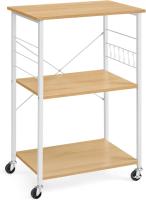 Estantería de Cocina con Ruedas, Carrito de Servicio de 3 Niveles, Estantería para Microondas, Horno, Tostadora, Marco de Metal con 6 Ganchos, Marrón Rústico y Negro KKS60XV1 - details 17