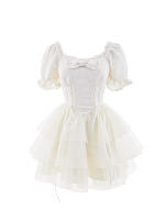 Falda corta mullida de organza Jacquard para mujer, vestido de hada bonito, princesa francesa, dulce, novedad de verano - details 9