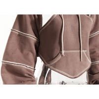 Suéter corto con capucha, pullover de primavera, chaleco de mujer con bloques de color, chaleco hueco, top de calle sin espalda - details 4