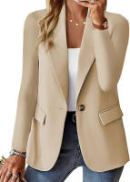 Chaqueta de traje pequeña de manga larga para mujer, Color sólido, otoño - details 14