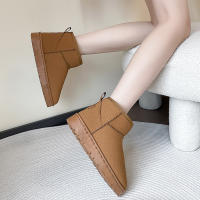 Botas de nieve de ante de vaca para mujer, botines cálidos con felpa gruesa, para clima frío, novedad de invierno, 2023 - details 12